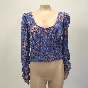 NEW Free People Santiago Top L Bluebell Combo C18